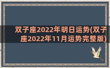 双子座2022年明日运势(双子座2022年11月运势完整版)