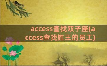 access查找双子座(access查找姓王的员工)