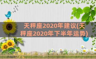 天秤座2020年建议(天秤座2020年下半年运势)