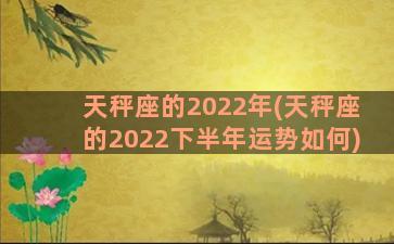 天秤座的2022年(天秤座的2022下半年运势如何)