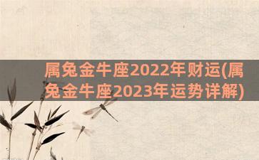 属兔金牛座2022年财运(属兔金牛座2023年运势详解)