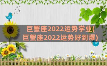 巨蟹座2022运势学业(巨蟹座2022运势好到爆)